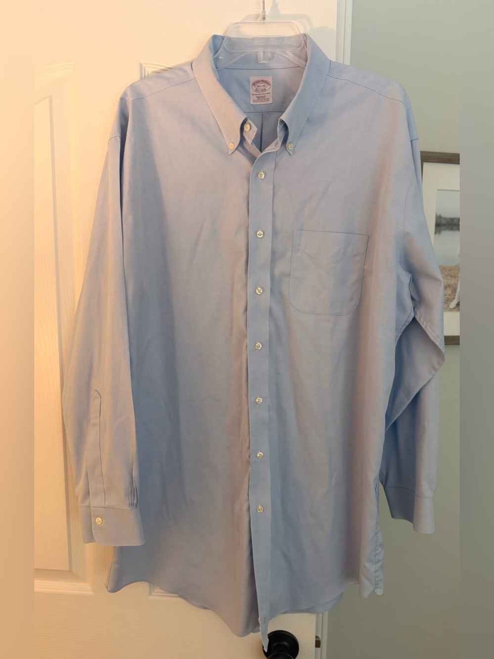 Brooks Brothers Regular Fit Button Down - size 18 1/2 x 35 - Non-Iron Light Blue